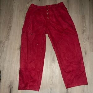 Ghospell Red High-Waisted Jeans L – 100% Cotton Button Fly